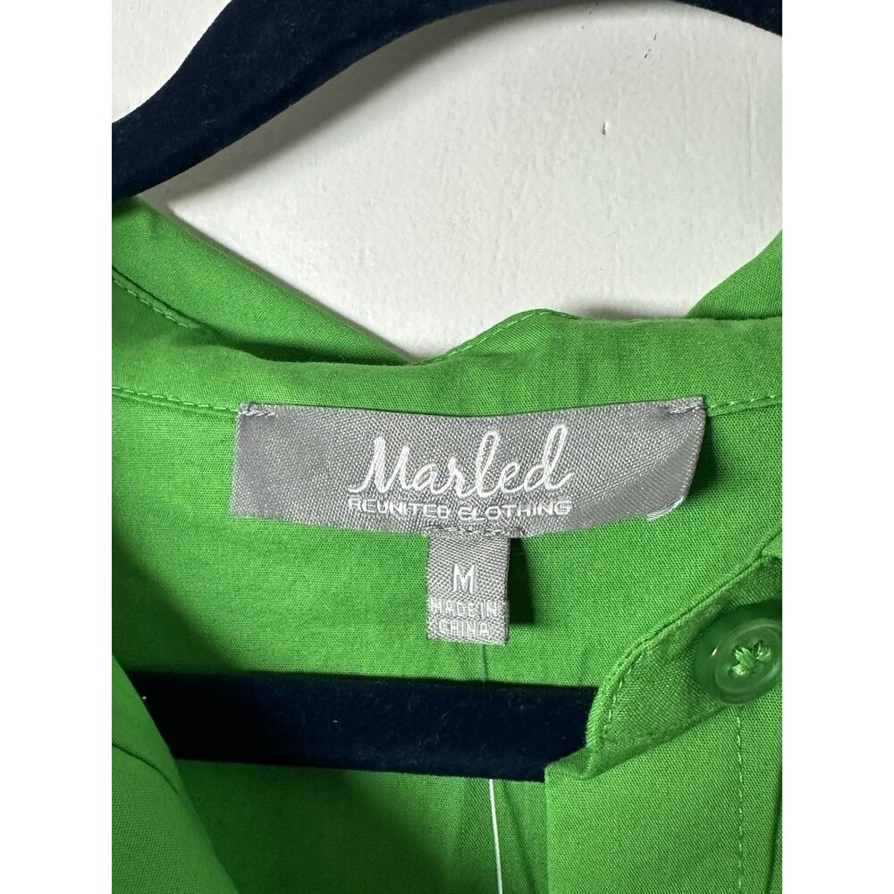 NWT Marled Reunited Button Blouse Green Cotton/Poly/Spandex Medium - Picture 6 of 6